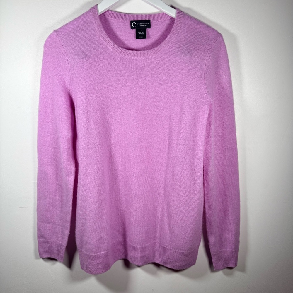 C by Bloomingdale’s 100% Cashmere Sweater Large Pink Crew Neck